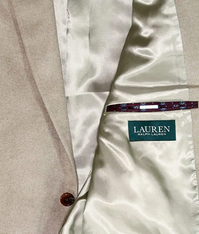 Lauren by Ralph Lauren Mens Sport Coat Long Notch Wool Beige 46
