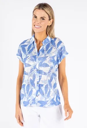 Leaf Print Buttoned Top
