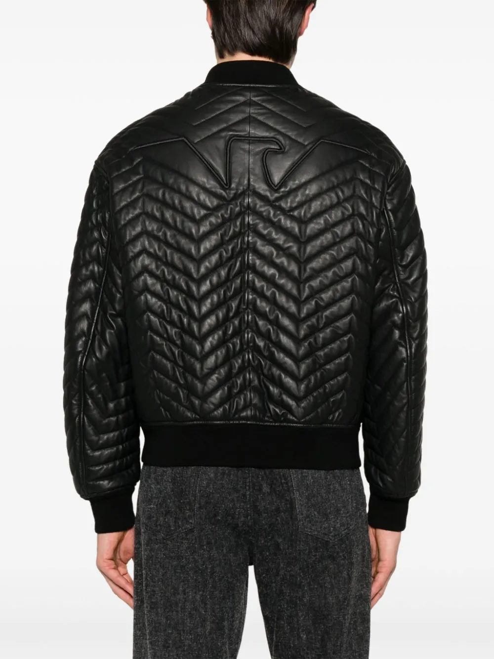 Leather bomber jacket