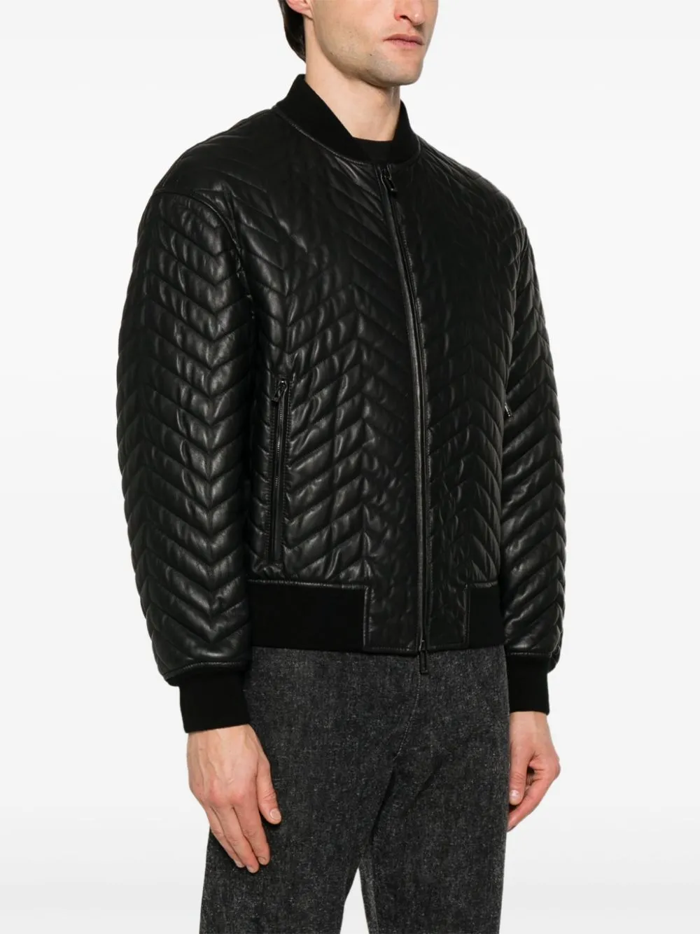 Leather bomber jacket