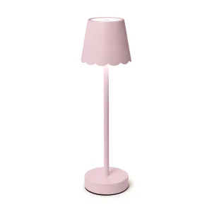 LED Cordless Pink Table Lamp w/Scalloped Edge Shade