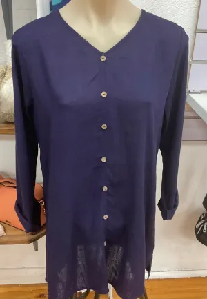 Libby V Neck Top In Navy   Green