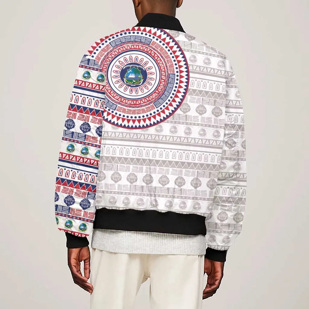 Liberia African Tribal Pattern Bomber Jacket Chest Arm Tattoo LT15