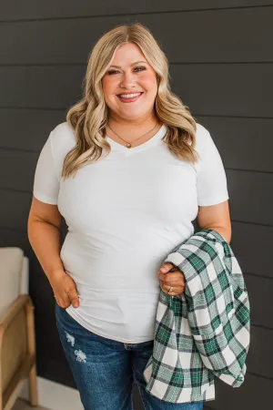 Light The Way V-Neck Top- White