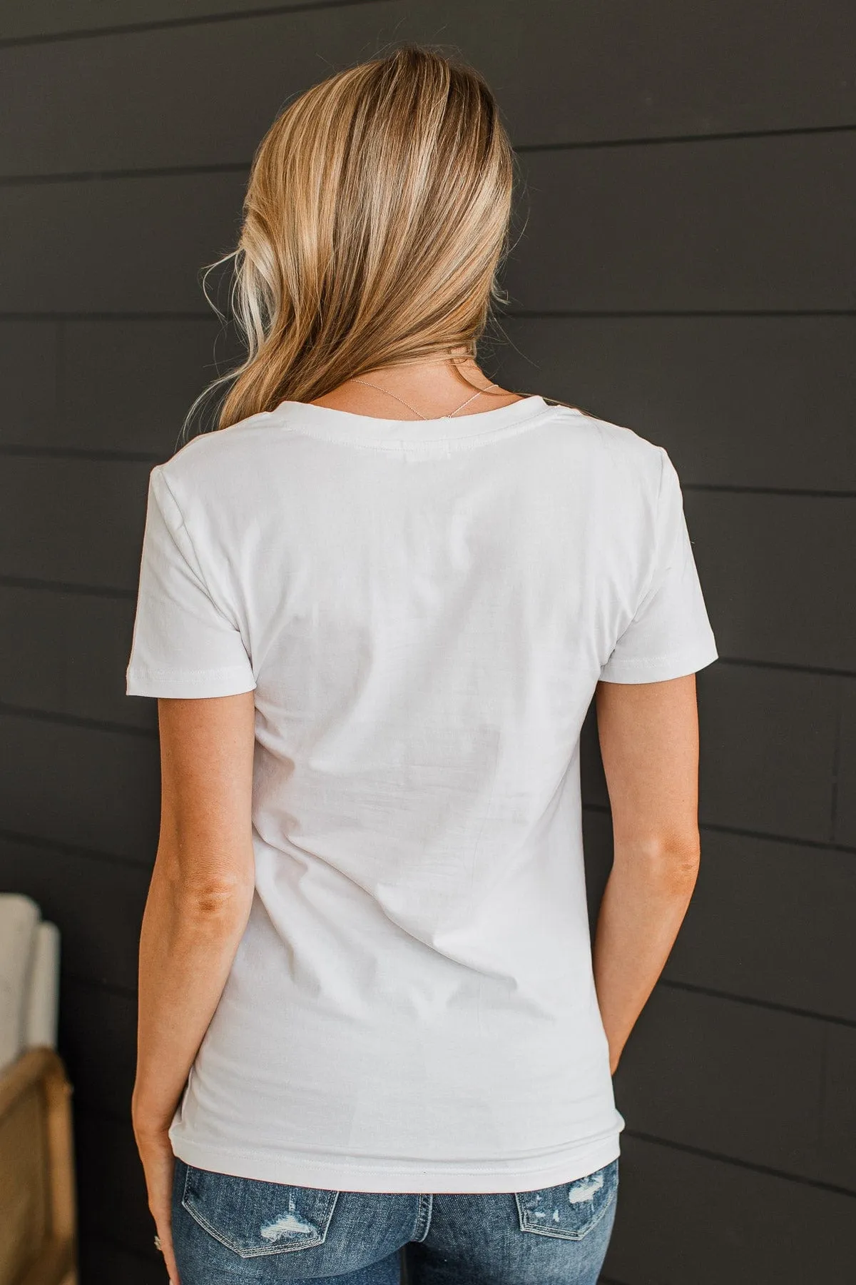 Light The Way V-Neck Top- White