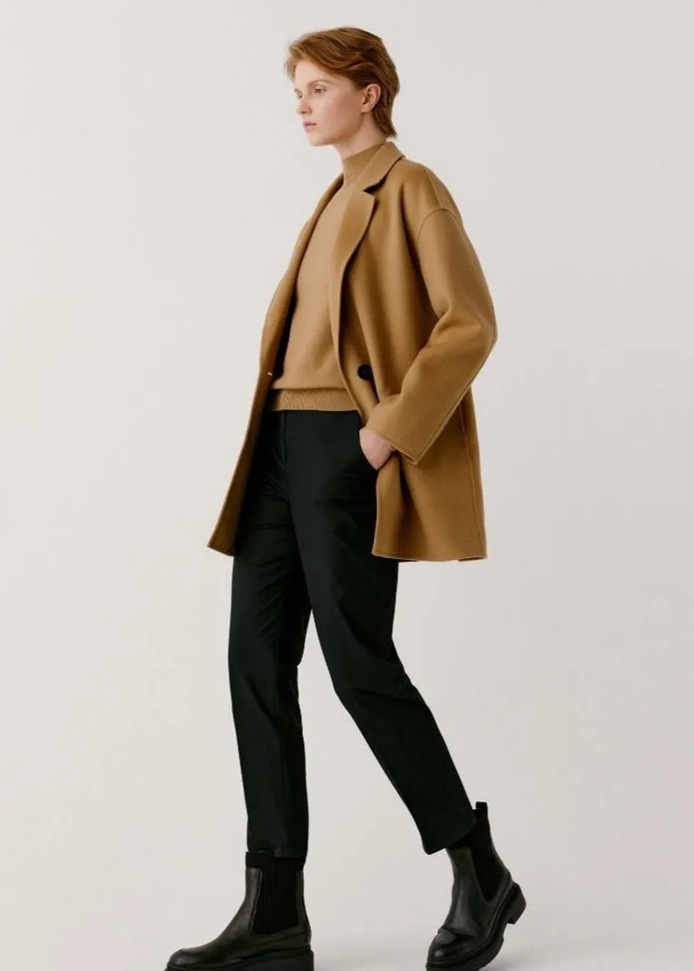 Light-Weight Wool Coat with Classic Notch Lapels