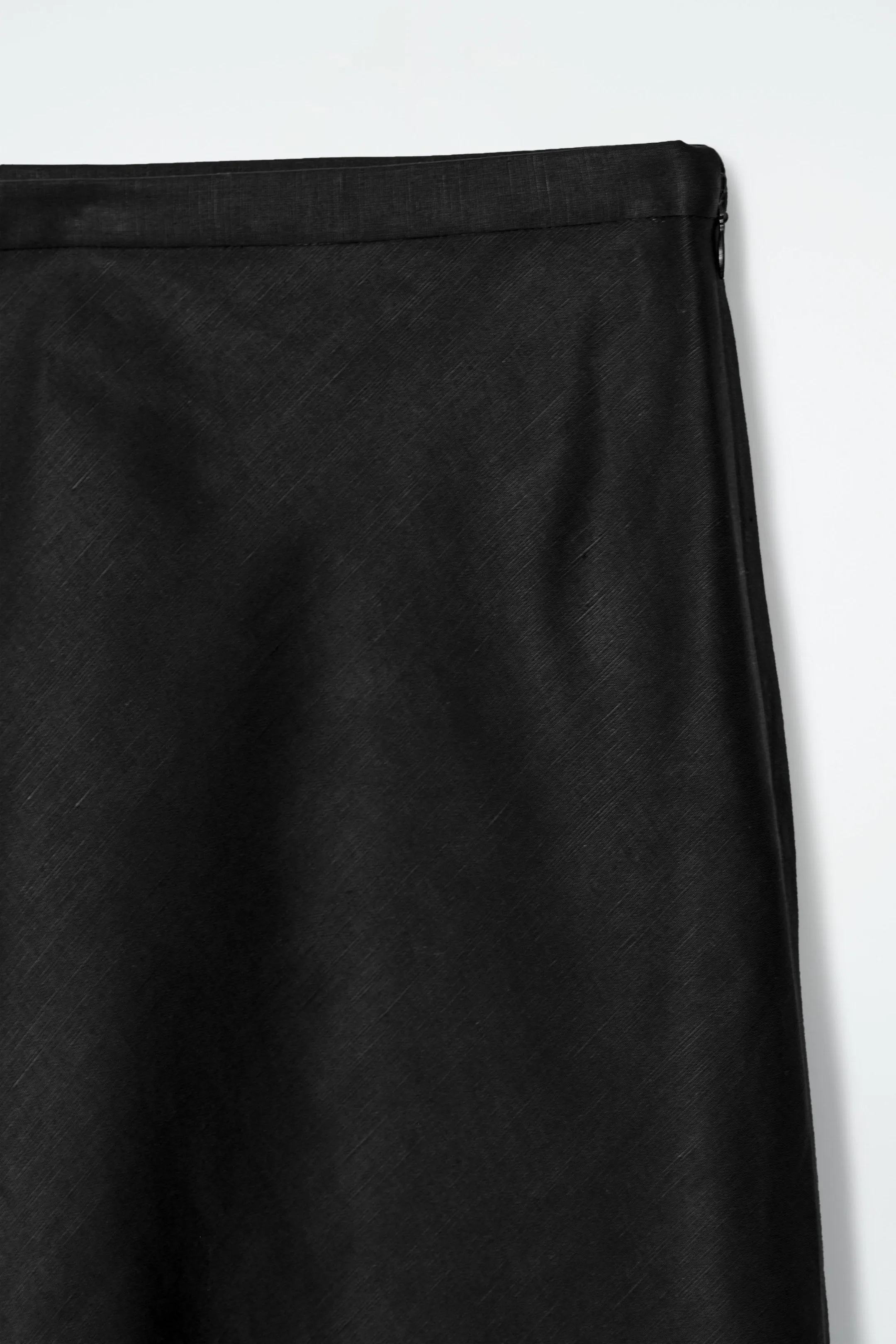 Linen-blend midi column skirt