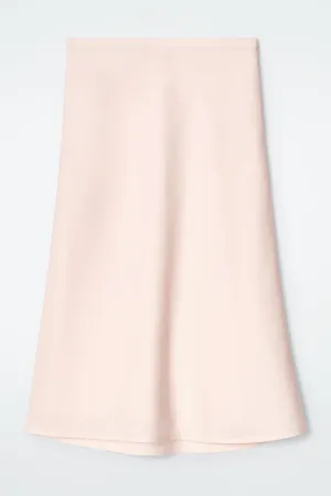 Linen-blend midi column skirt