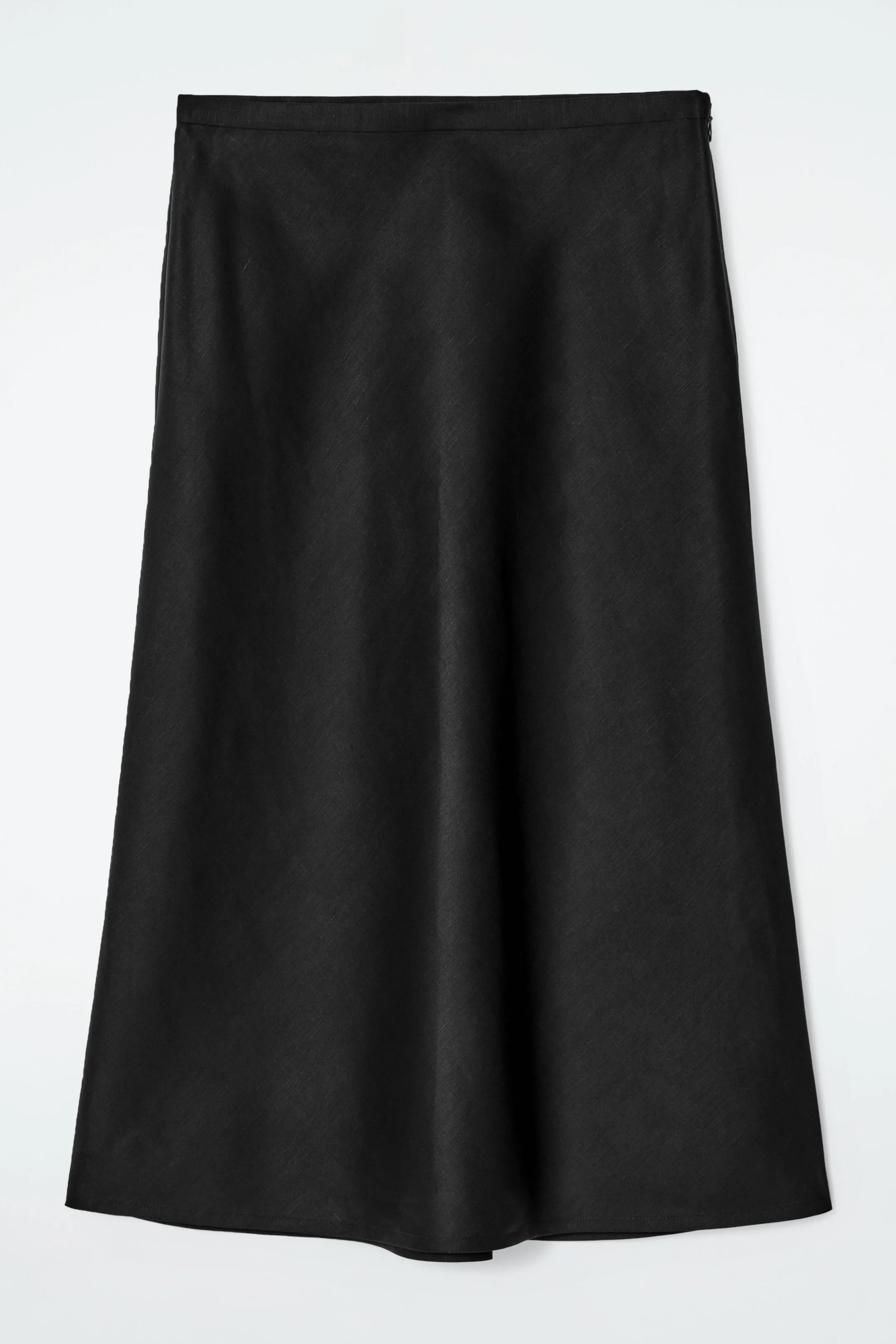 Linen-blend midi column skirt