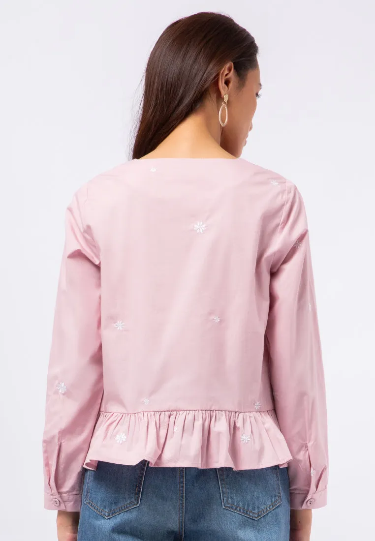 Long Sleeve Embroidery Blouse