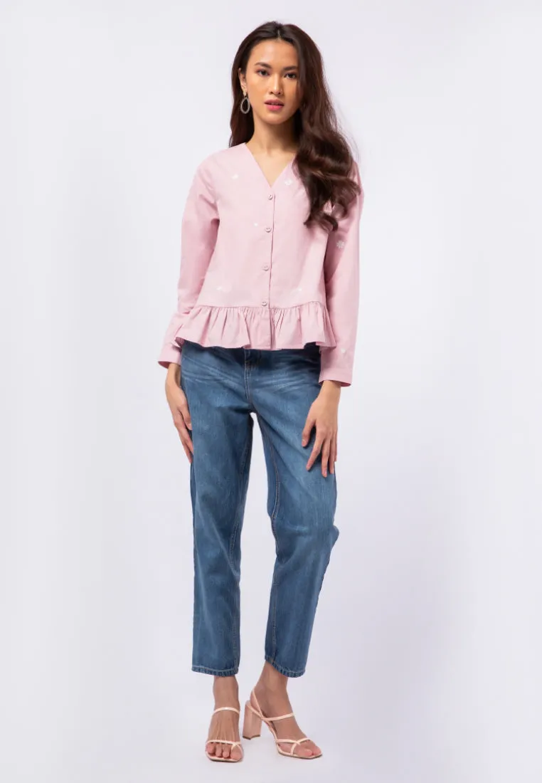 Long Sleeve Embroidery Blouse