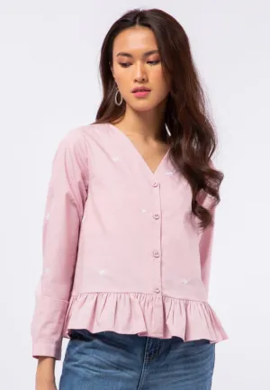 Long Sleeve Embroidery Blouse