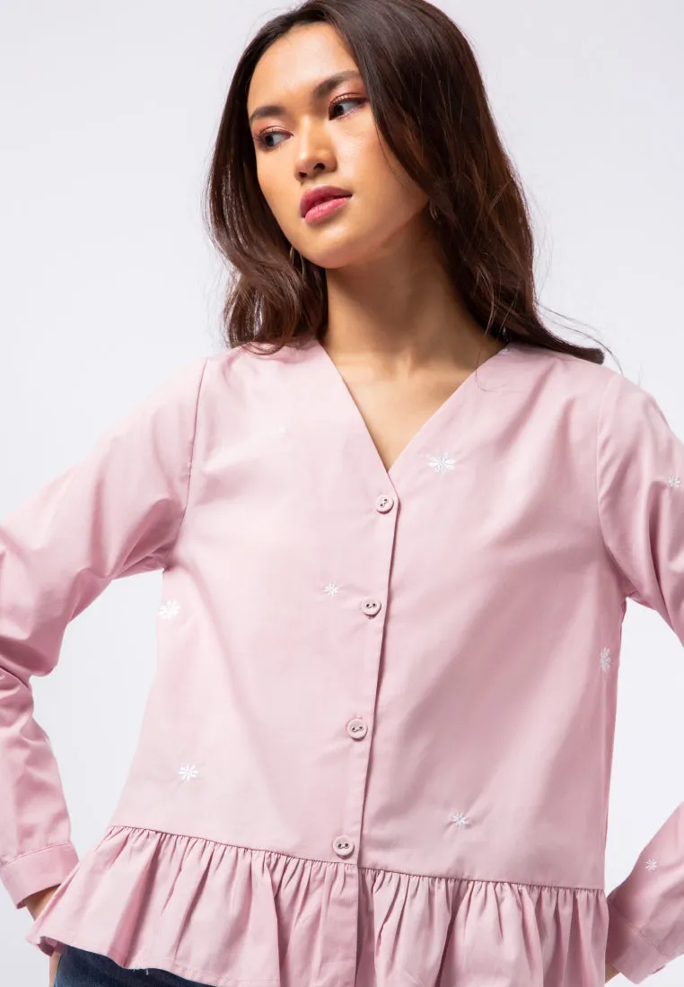 Long Sleeve Embroidery Blouse