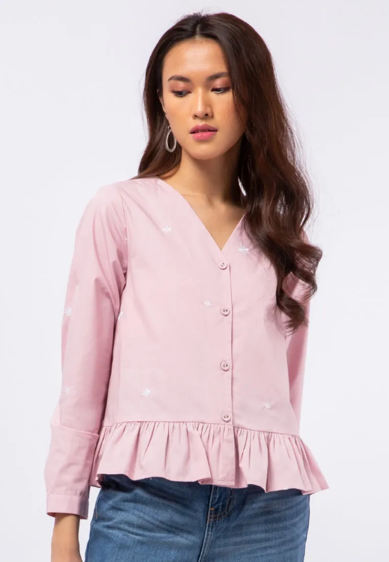 Long Sleeve Embroidery Blouse