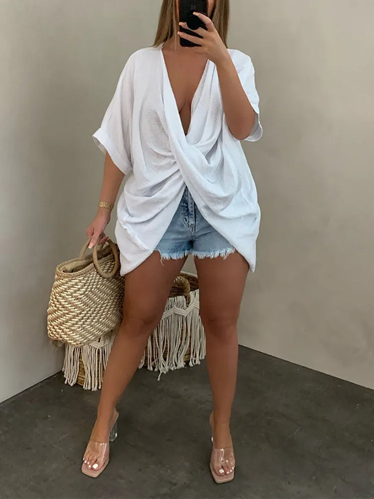 Loose Twist V-Neck Top