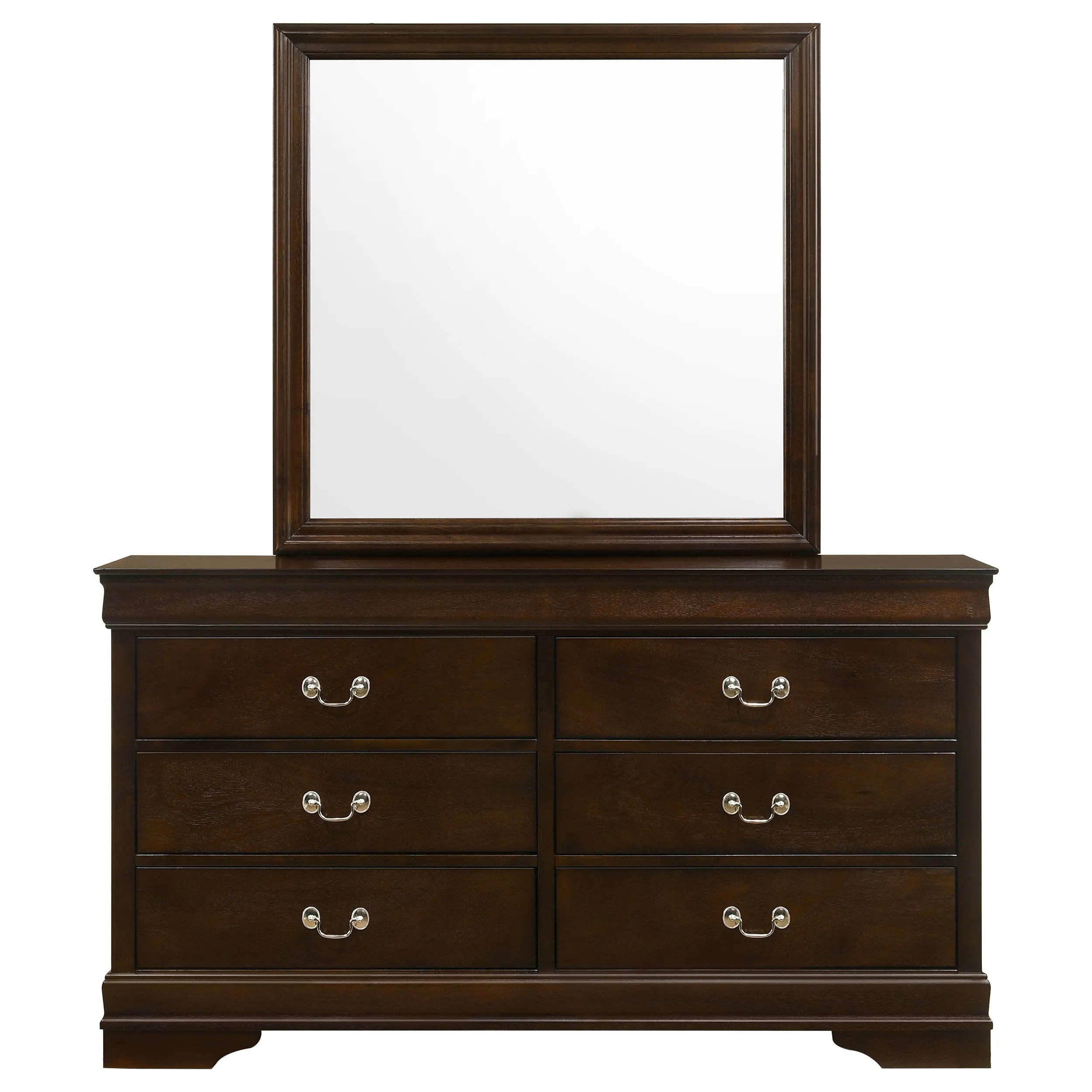 Louis Philippe 6-drawer Dresser with Mirror Cappuccino