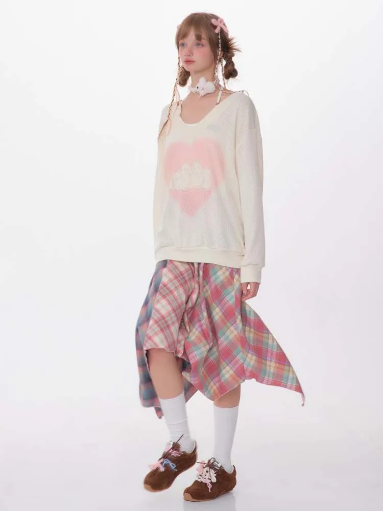 Love Bunny Print V-Neck Knit【s0000007141】