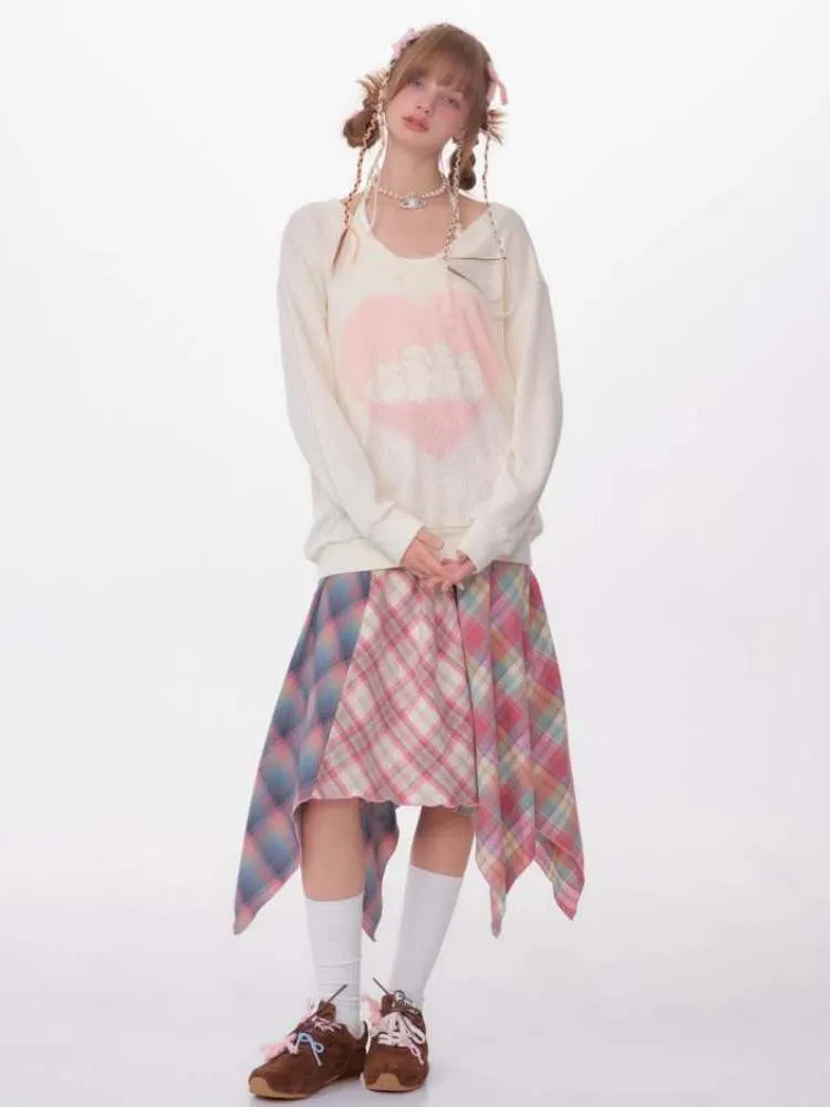 Love Bunny Print V-Neck Knit【s0000007141】