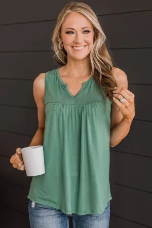 Love Is On My Side V-Neck Tank- Green