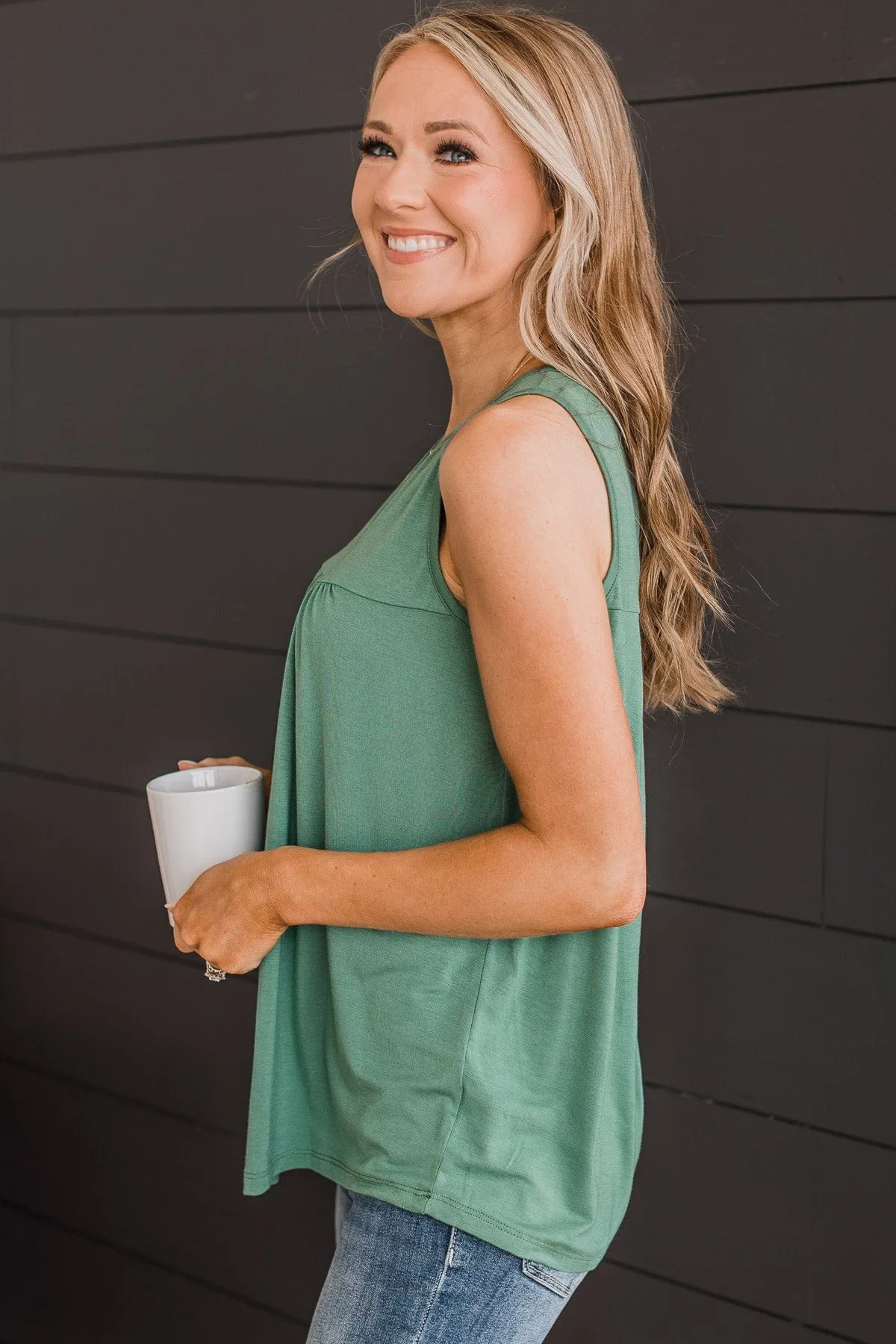 Love Is On My Side V-Neck Tank- Green