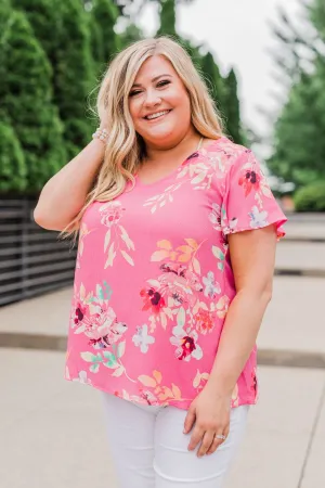 Lovely Lady Floral Short Sleeve Top- Pink