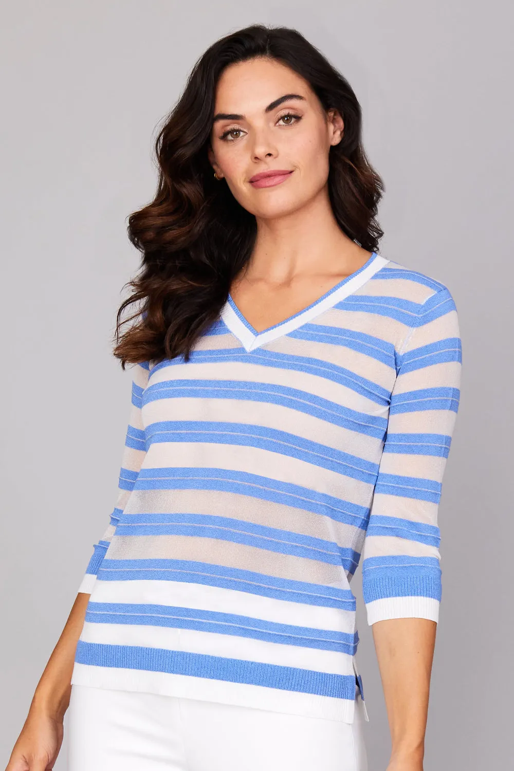 Luster Stripe V Neck: FINAL SALE