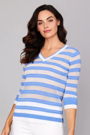 Luster Stripe V Neck: FINAL SALE