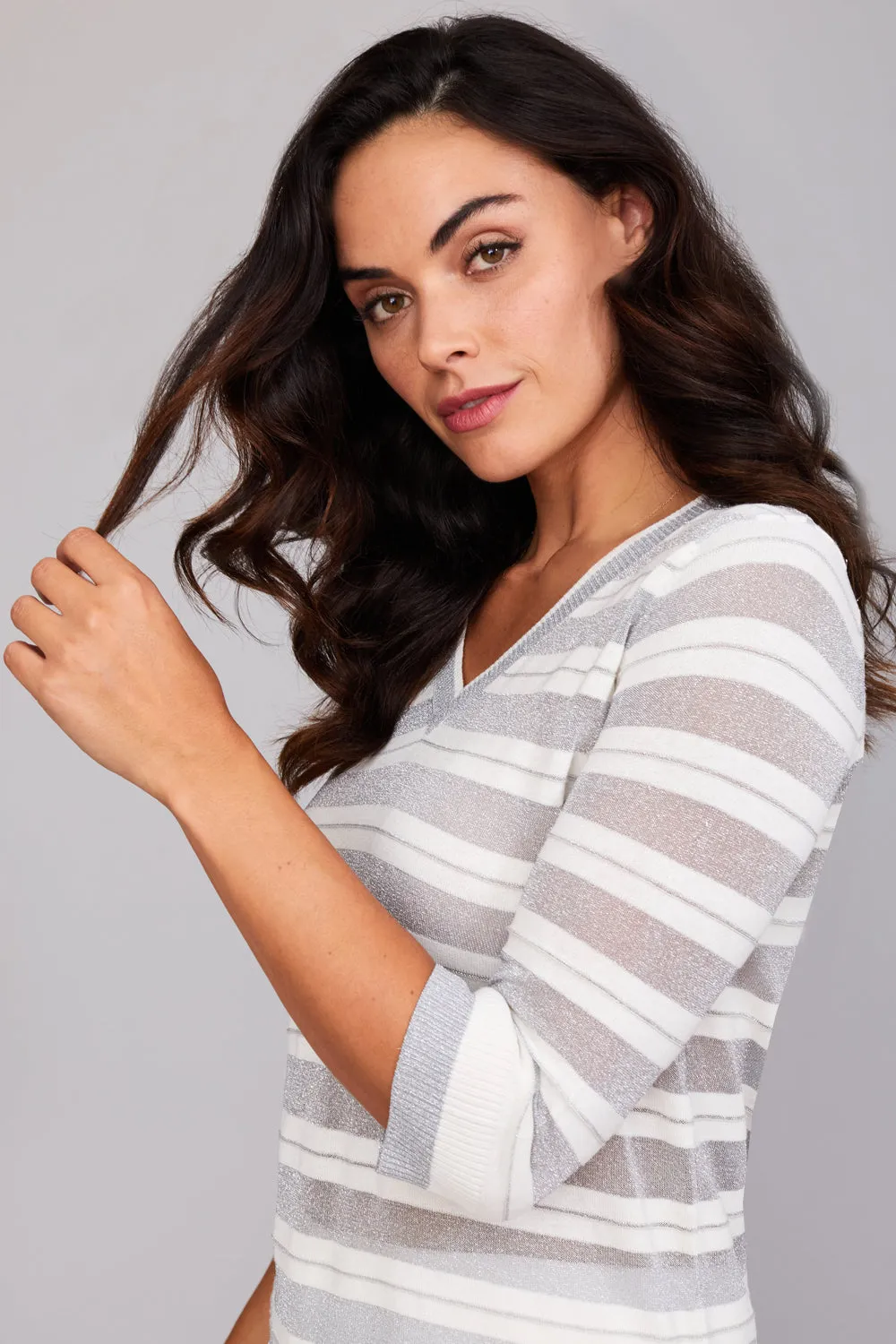 Luster Stripe V Neck: FINAL SALE