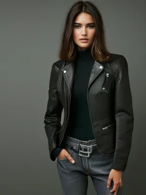 Luxe Lambskin Moto Leather Jacket