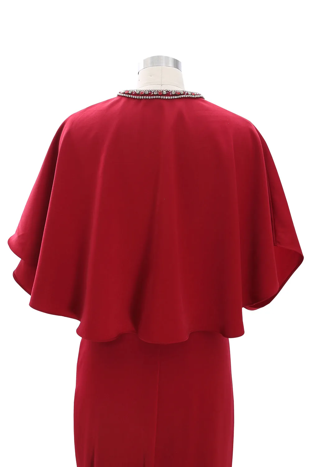 MACloth Women Beaded Crepe Flutter Sleeved Evening Gown Mother of Bride Dresses