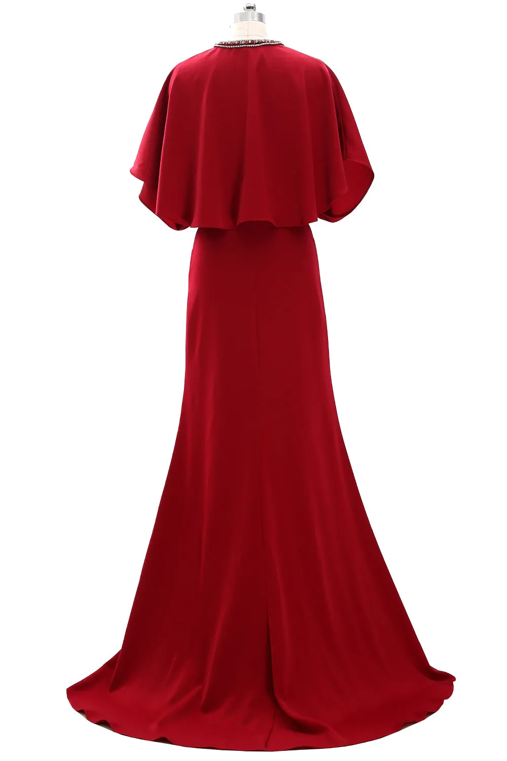 MACloth Women Beaded Crepe Flutter Sleeved Evening Gown Mother of Bride Dresses