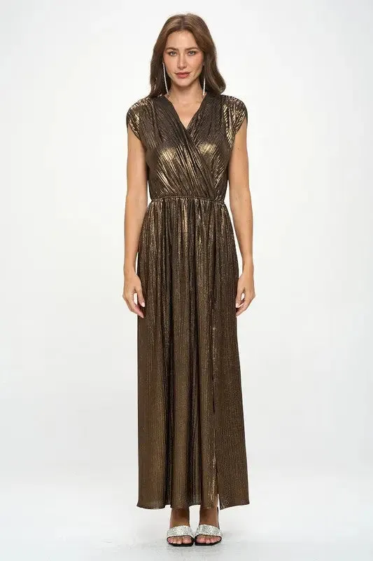 Made in USA Sleeveless Metallic Maxi Dress