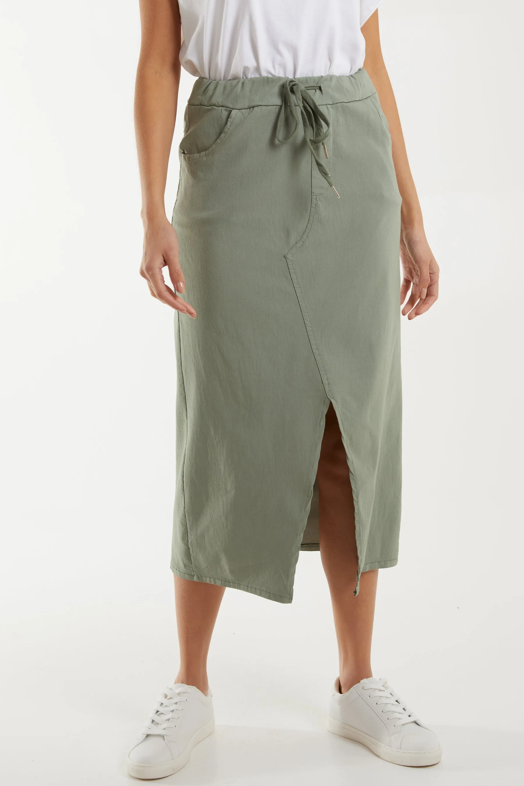 Magic String Front Split Pencil Skirt