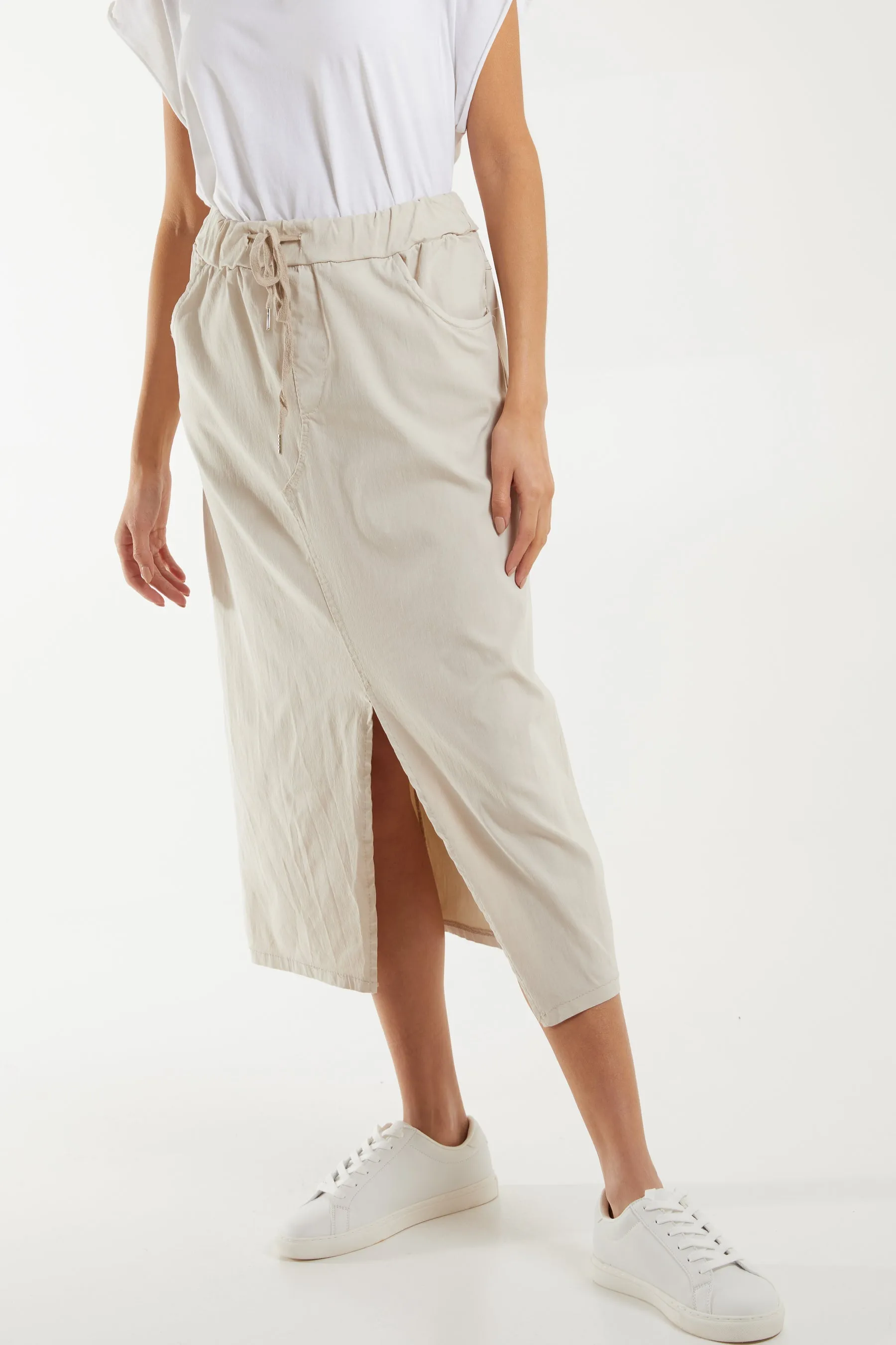Magic String Front Split Pencil Skirt