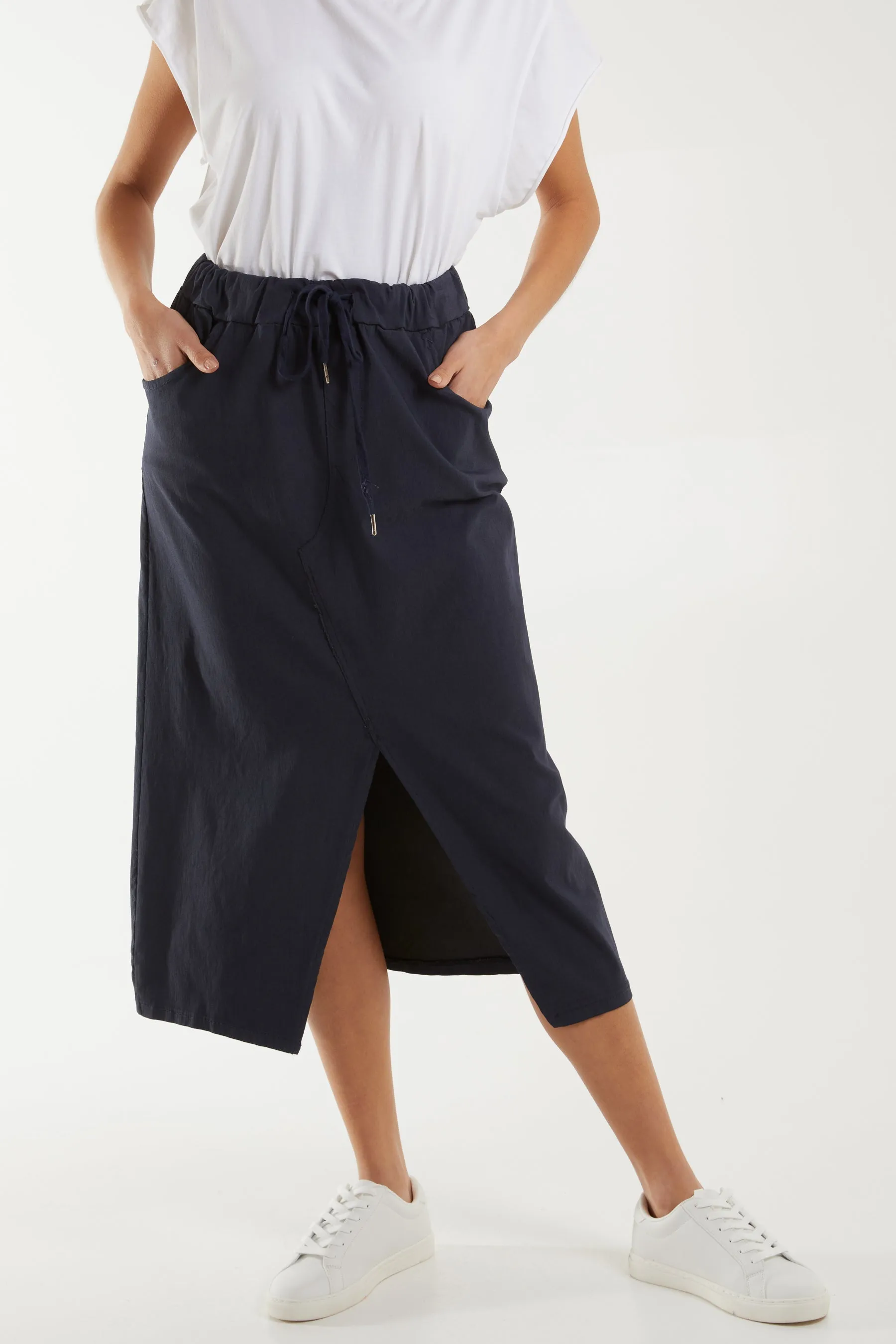 Magic String Front Split Pencil Skirt
