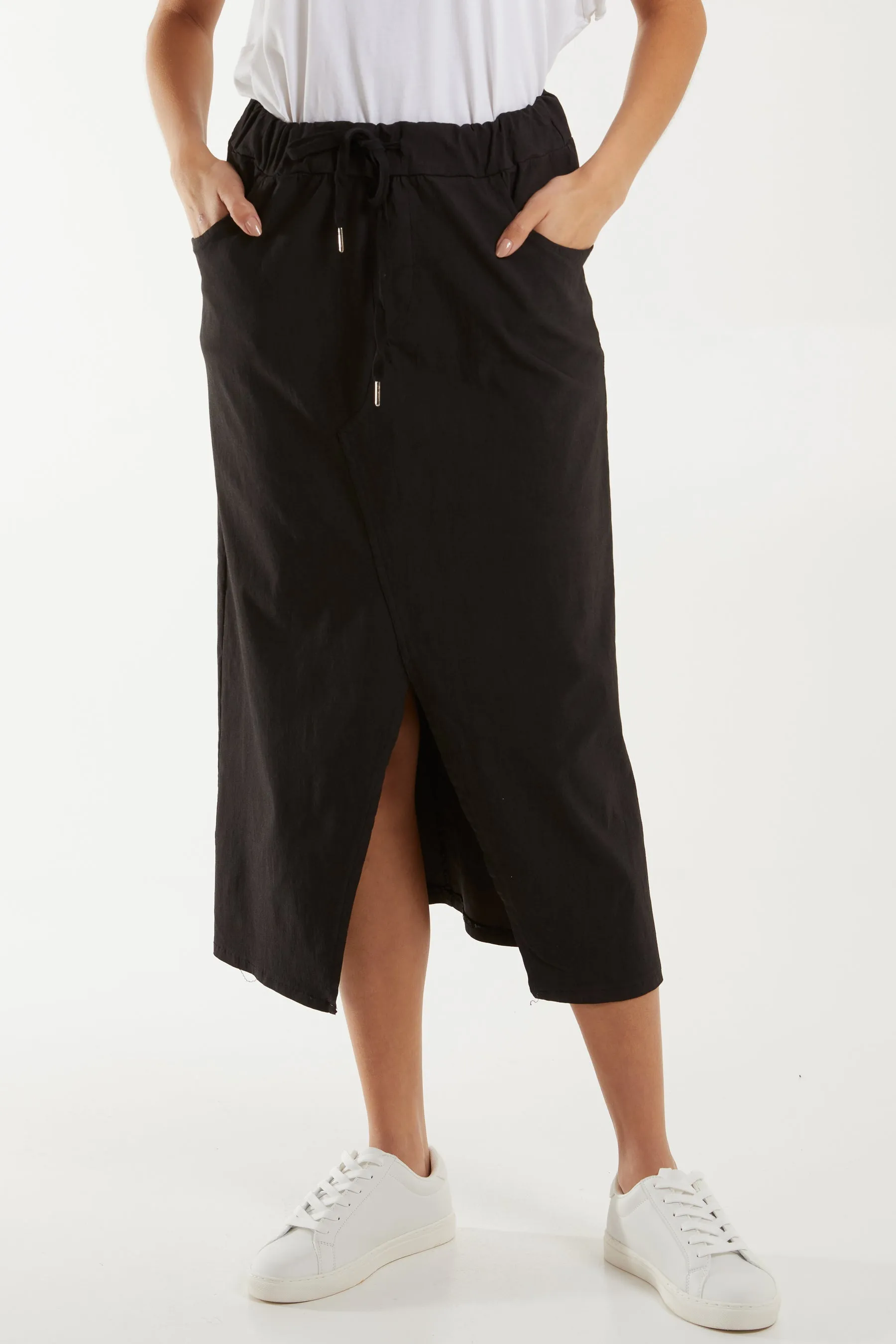 Magic String Front Split Pencil Skirt