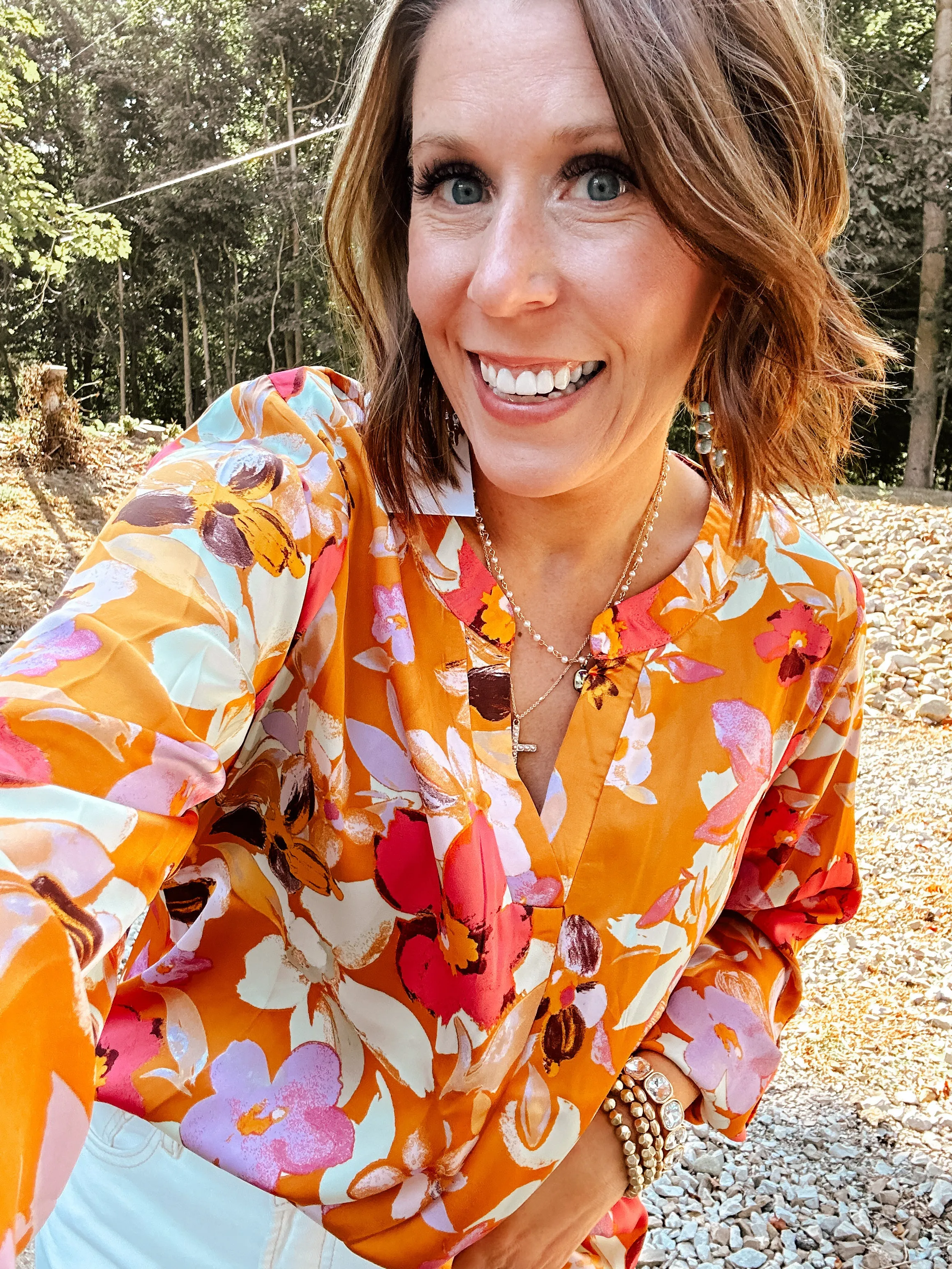 Marigold Floral Dolman Blouse