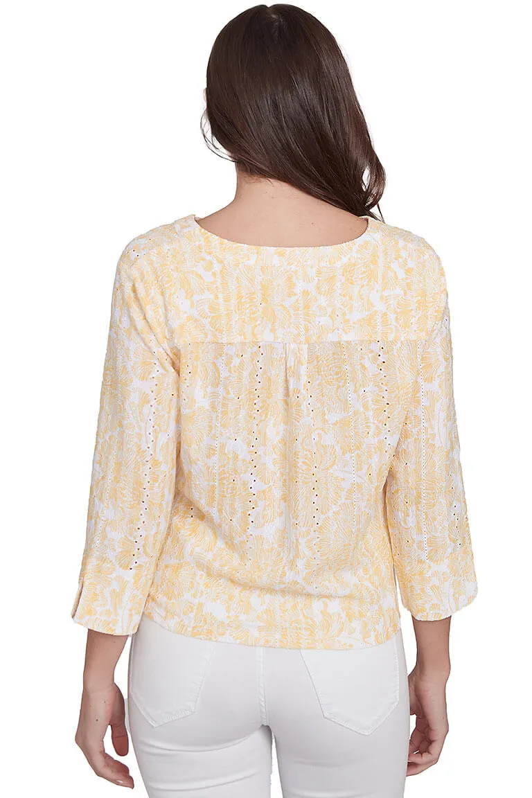 Marigold Making Waves Hibiscus Gauze Shirt