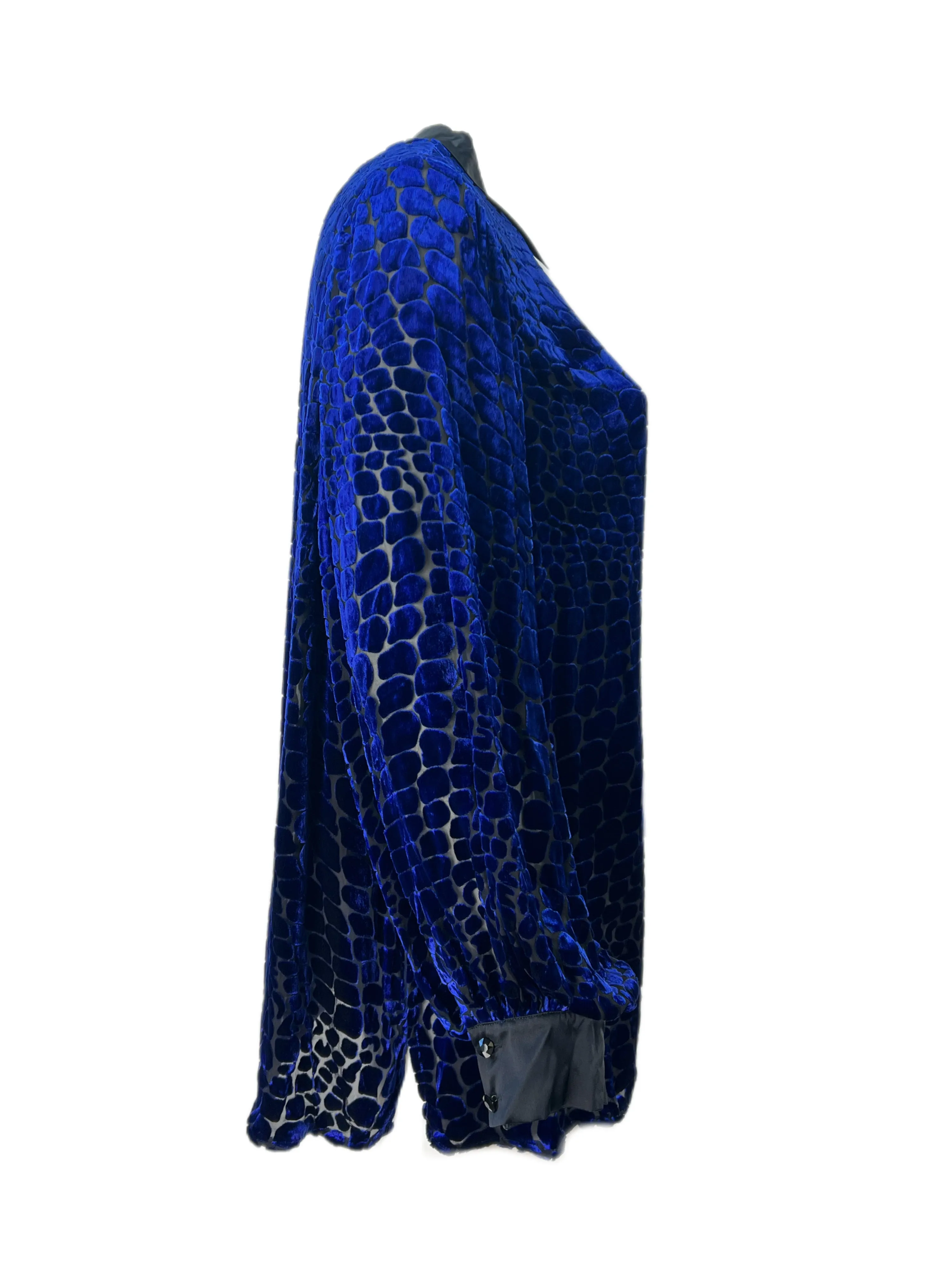 Marina Rinaldi Women's Blue Fiducia Velour Button Down Tunic
