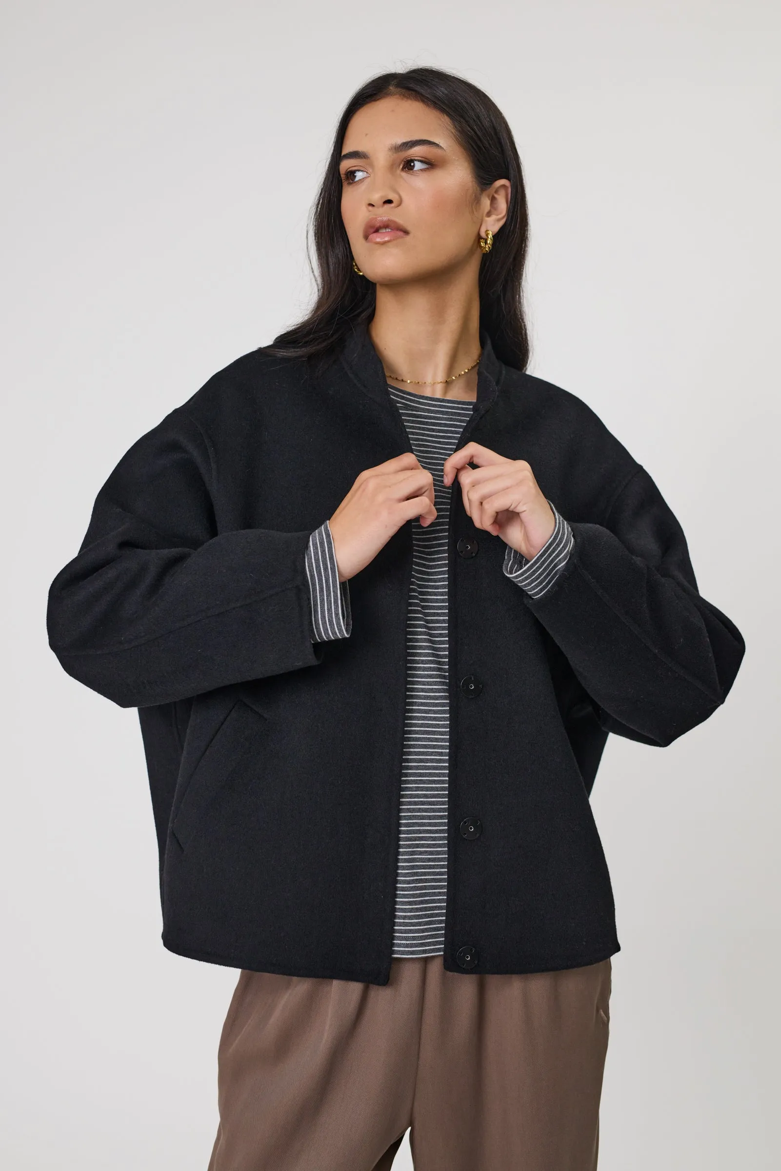 Marlow Annex Wool Bomber - Black