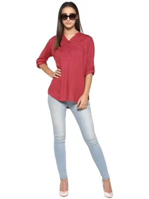 Maroon Solid Tops