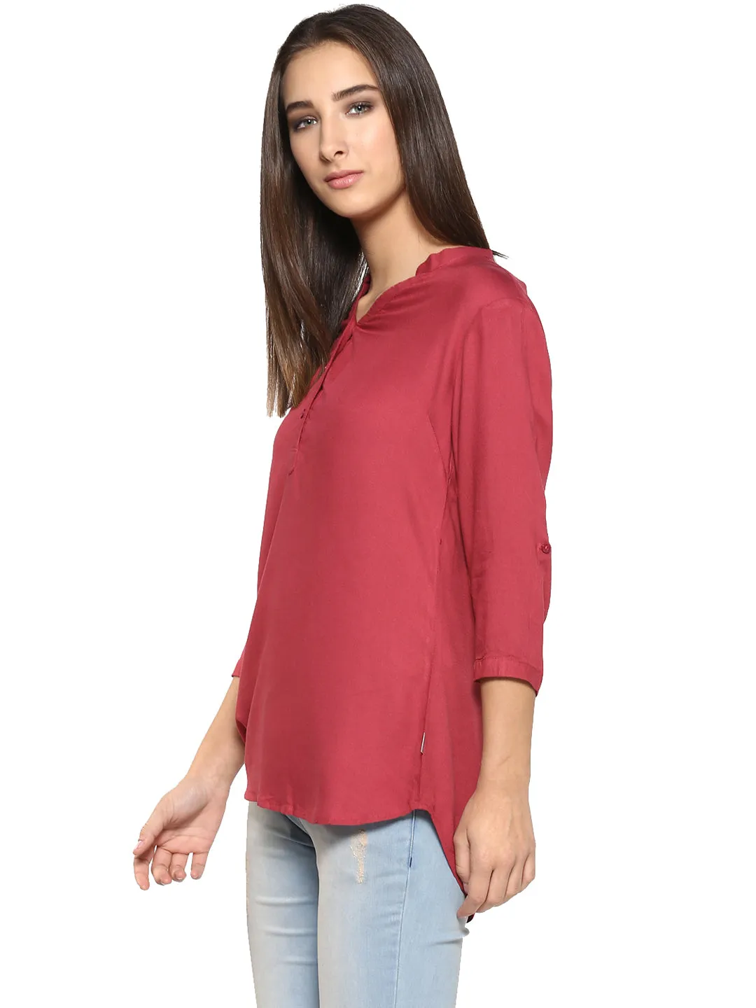 Maroon Solid Tops