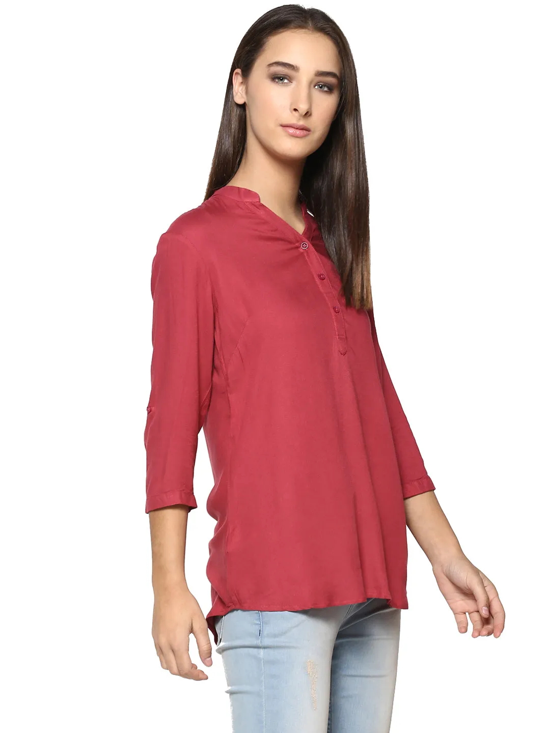 Maroon Solid Tops