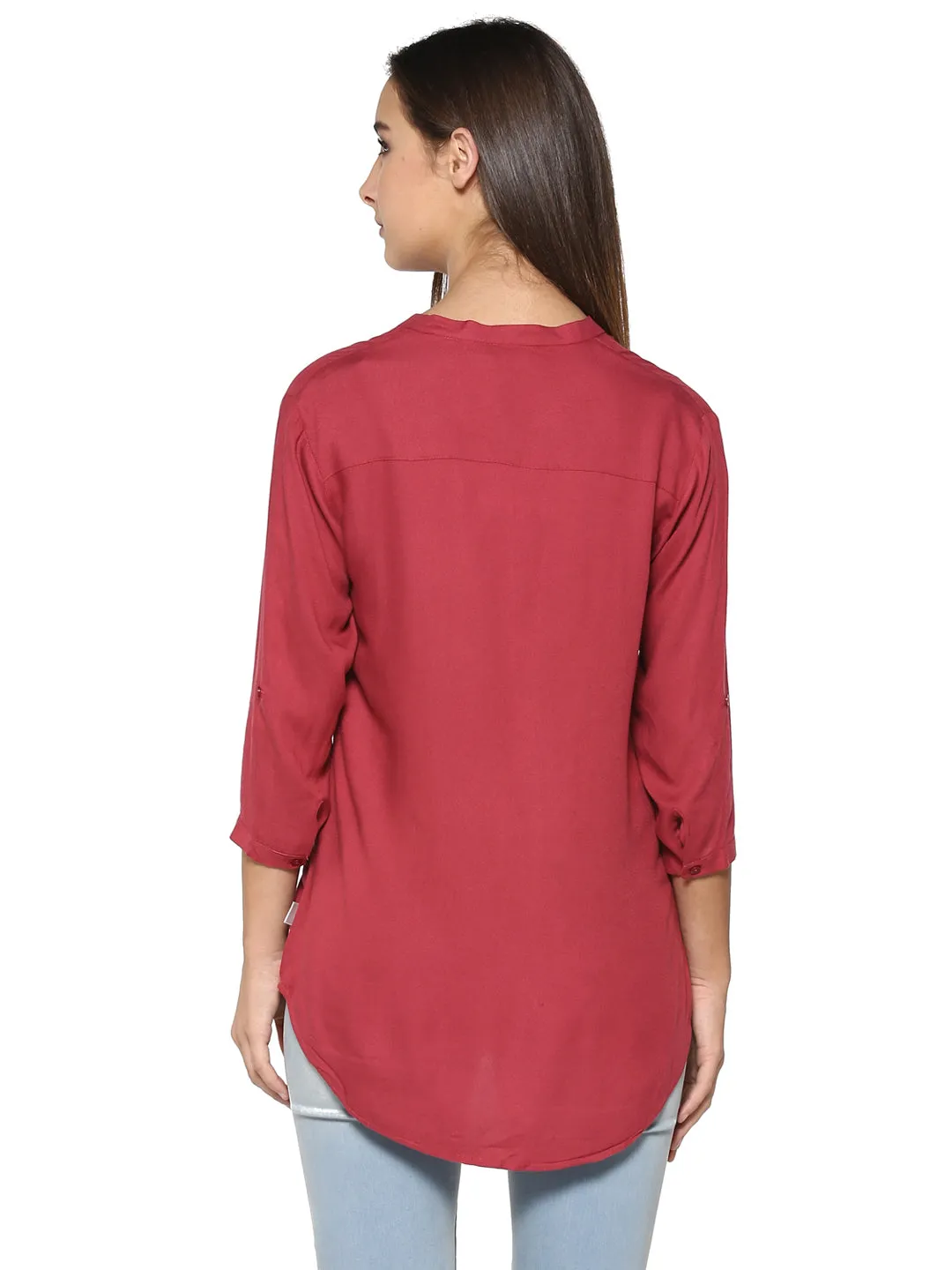 Maroon Solid Tops