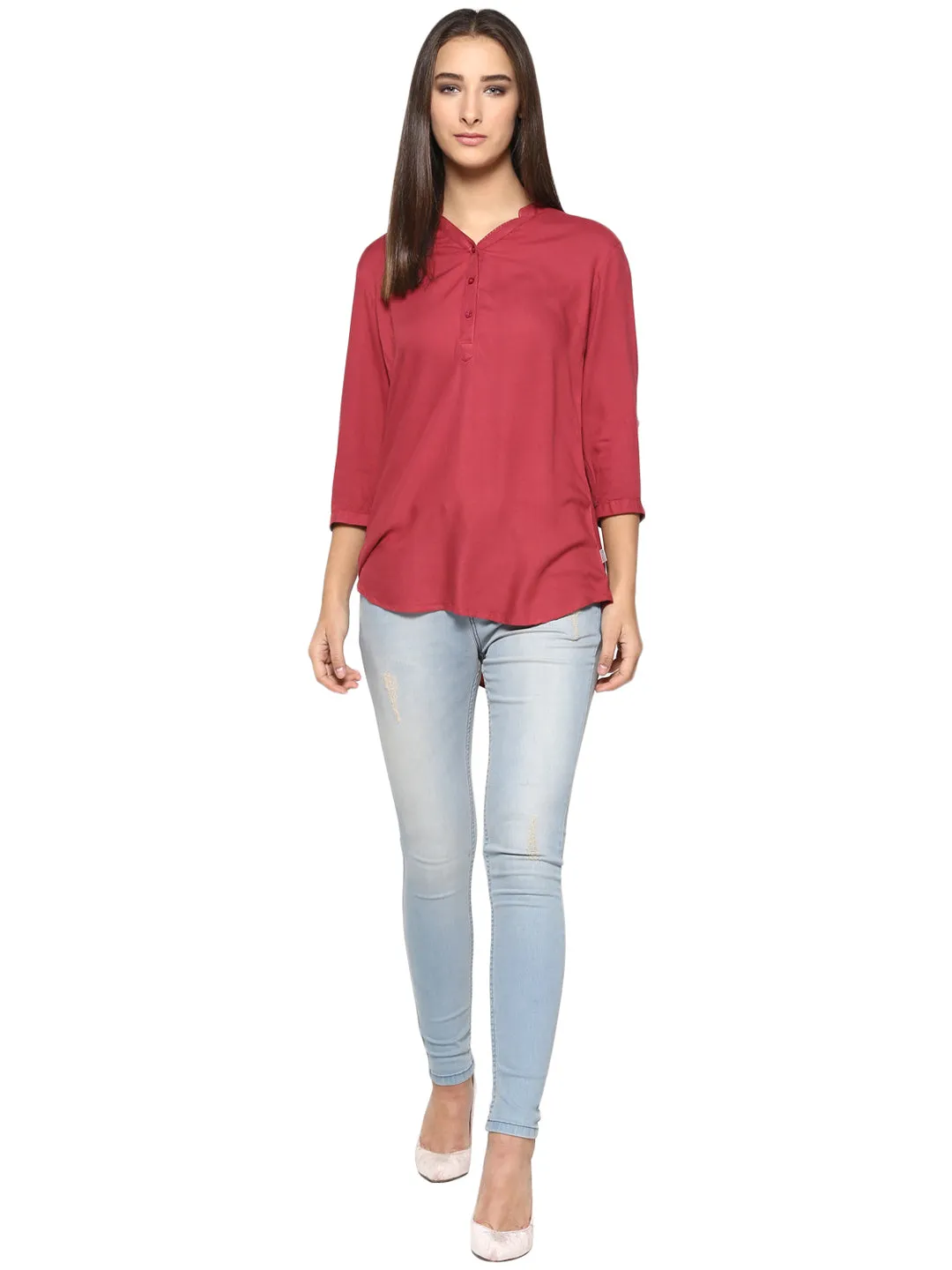 Maroon Solid Tops