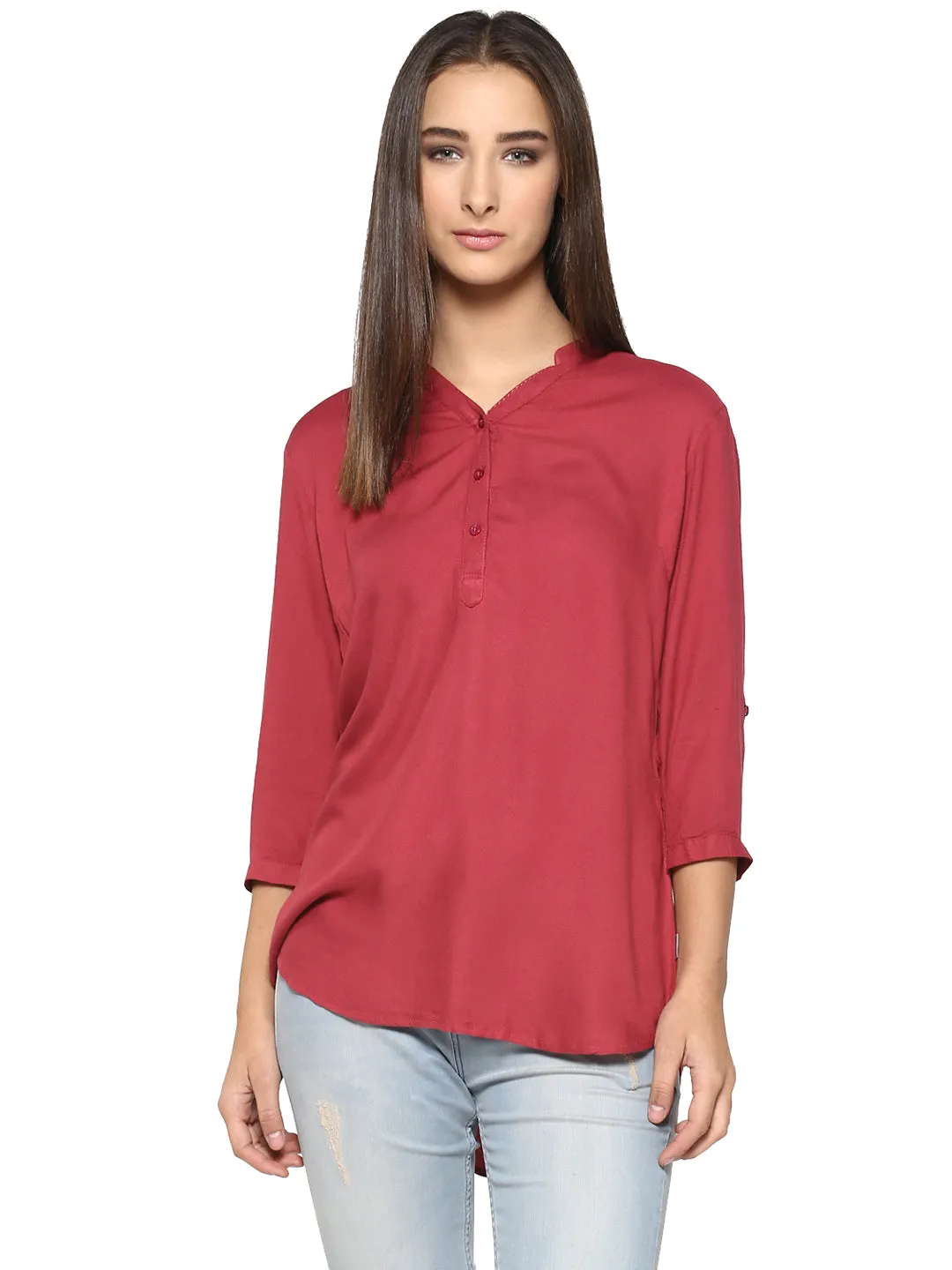 Maroon Solid Tops