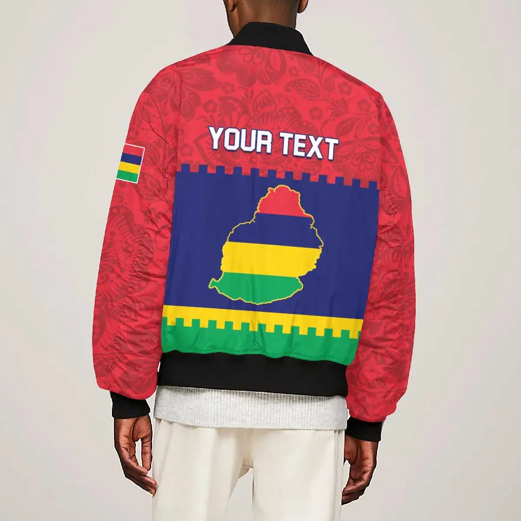 Mauritius Independence Day Bomber Jacket with Stella Clavisque Maris Indici and Floral Pattern LT01