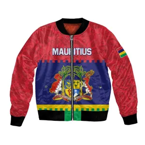 Mauritius Independence Day Bomber Jacket with Stella Clavisque Maris Indici and Floral Pattern LT01