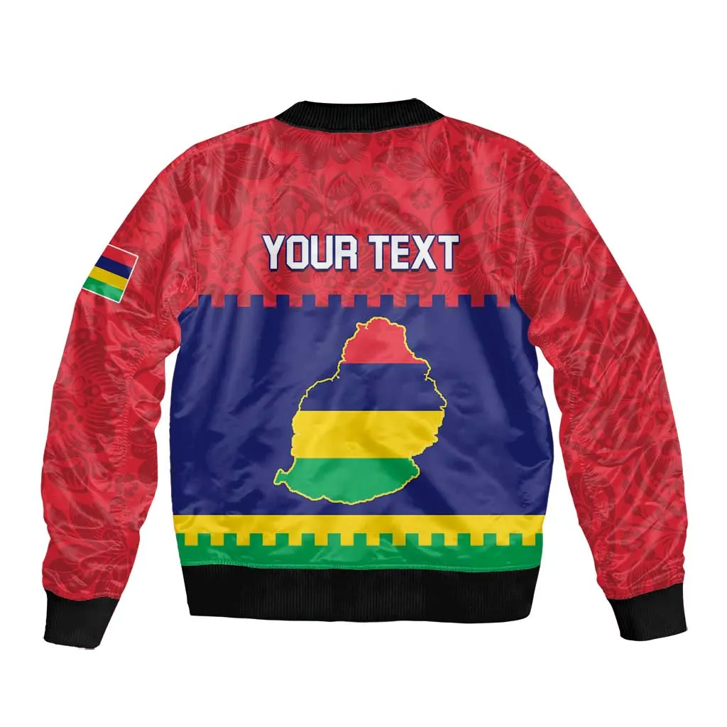 Mauritius Independence Day Bomber Jacket with Stella Clavisque Maris Indici and Floral Pattern LT01