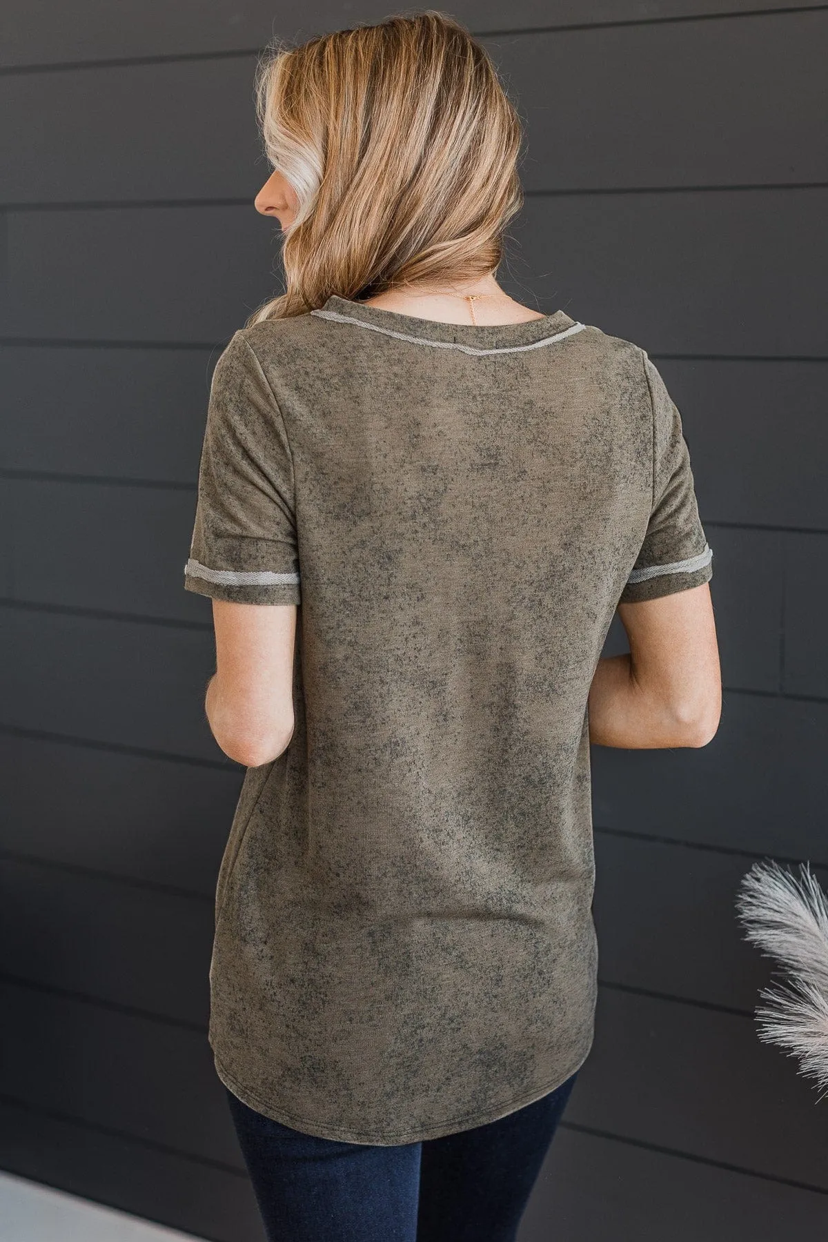 Meant For This V-Neck Top- Vintage Olive